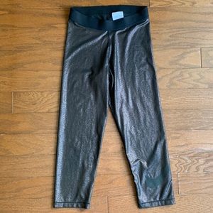 Nike Pro Cool Sparkle Training Cropped Legging Black Pink Glitter Size Small